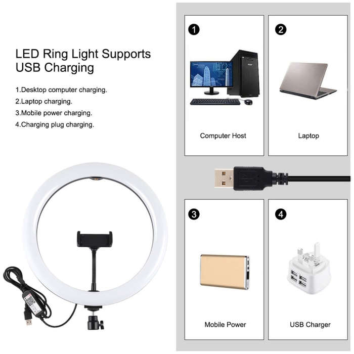PULUZ 11.8 inch 30cm RGBW Light + 1.65m Mount + Dual Phone Brackets Curved Surface RGBW Dimmable ...
