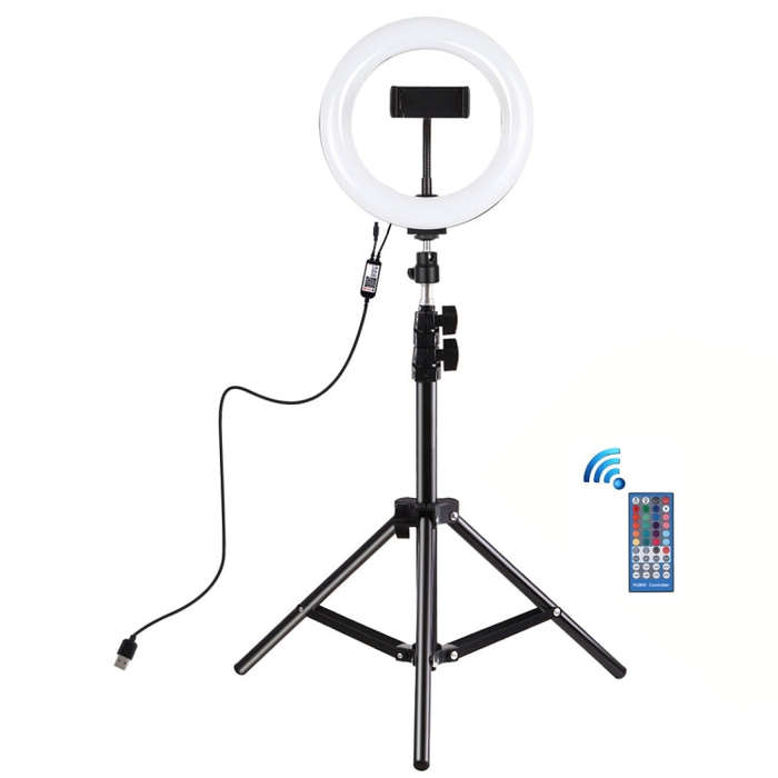 PULUZ 7.9 inch 20cm USB RGB Light+ 1.1m Tripod Mount Dimmable LED Dual Color Temperature LED Curv...