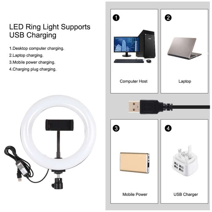 PULUZ 7.9 inch 20cm USB RGB Light+ 1.1m Tripod Mount Dimmable LED Dual Color Temperature LED Curv...