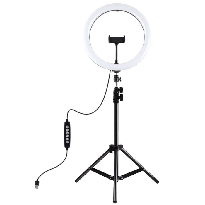 PULUZ 11.8 inch 30cm Light + 1.1m Tripod Mount Curved Surface RGBW Dimmable LED Ring Vlogging Pho...