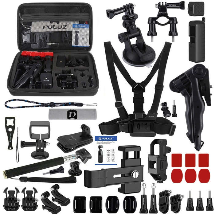 PULUZ 43 in 1 Accessories Total Ultimate Combo Kits for DJI Osmo Pocket with EVA Case (Chest Stra...
