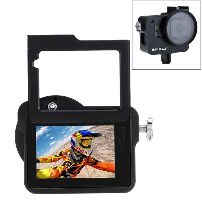 PULUZ Housing Shell CNC Aluminum Alloy Protective Cage with Insurance Frame & 52mm UV Lens for Go...