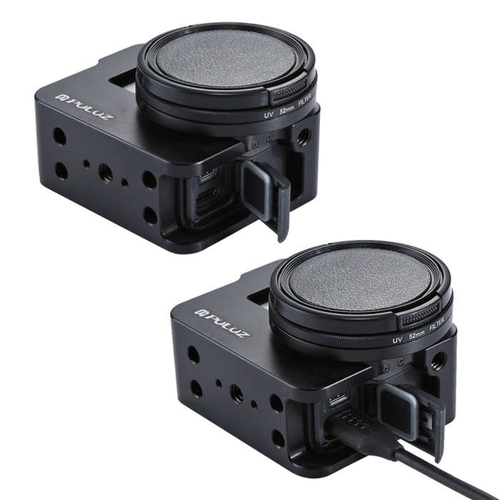 PULUZ Housing Shell CNC Aluminum Alloy Protective Cage with Insurance Frame & 52mm UV Lens for Go...