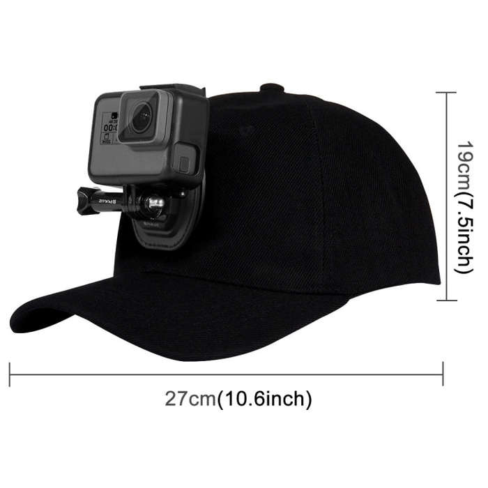 PULUZ Baseball Hat with J-Hook Buckle Mount & Screw for GoPro, DJI OSMO Action and Other Action C...