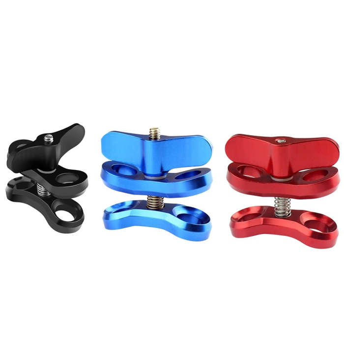 PULUZ Ball Clamp Close Hole Diving Camera Bracket CNC Aluminum Spring Flashlight Clamp for Diving...