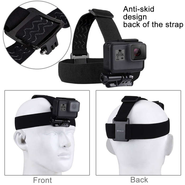 PULUZ Elastic Mount Belt Adjustable Head Strap for GoPro, Insta360 ONE R, DJI Osmo Action and Oth...