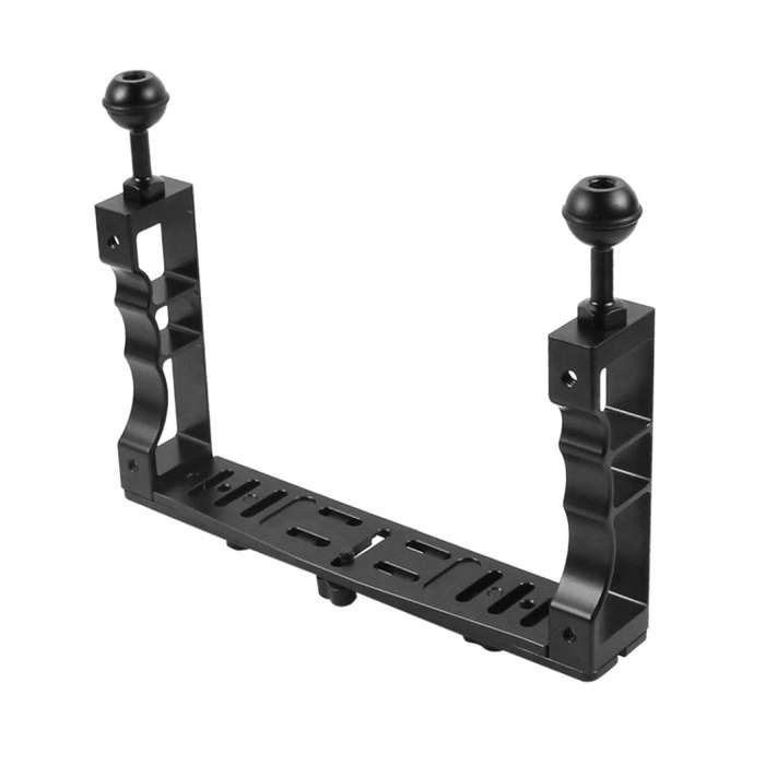 PULUZ Adjustable Diving Dual Hand-held CNC Aluminum Lamp Arm Holder for GoPro, Insta360, DJI and ...