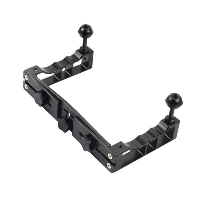 PULUZ Adjustable Diving Dual Hand-held CNC Aluminum Lamp Arm Holder for GoPro, Insta360, DJI and ...