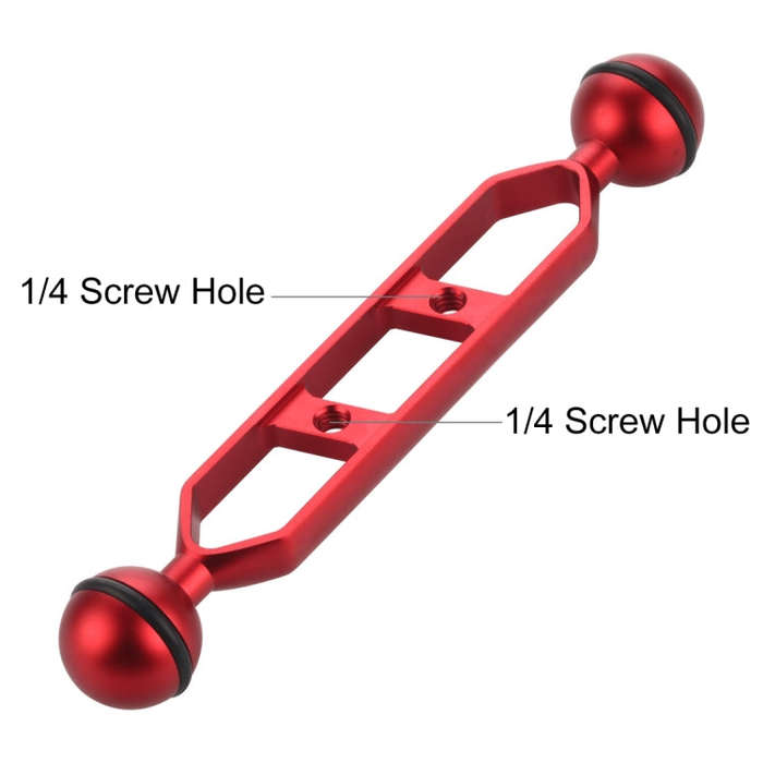 PULUZ 7.0 inch 17.7cm Aluminum Alloy Dual Balls Arm, Ball Diameter: 25mm(Red)