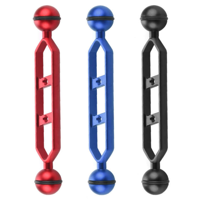 PULUZ 7.0 inch 17.7cm Aluminum Alloy Dual Balls Arm, Ball Diameter: 25mm(Red)