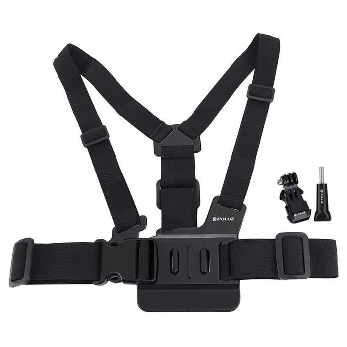 PULUZ Adjustable Body Mount Belt Chest Strap with J Hook Mount & Long Screw for GoPro, Insta360, ...