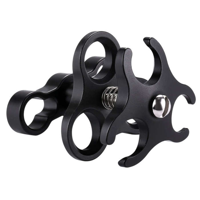 PULUZ Triple Ball Clamp Diving Camera Bracket Aluminum Spring Flashlight Clamp for Diving Underwa...