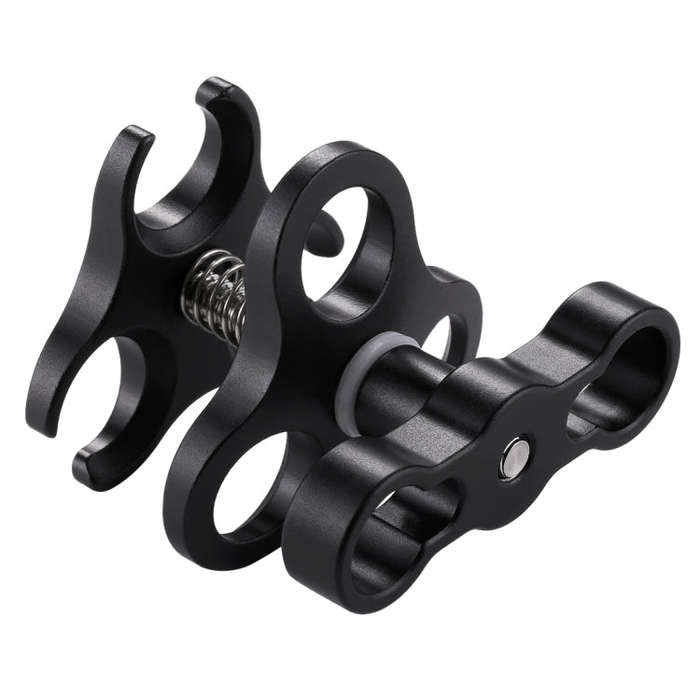 PULUZ Triple Ball Clamp Diving Camera Bracket Aluminum Spring Flashlight Clamp for Diving Underwa...