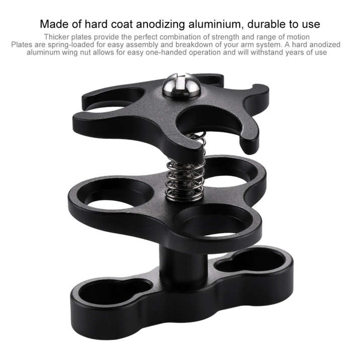 PULUZ Triple Ball Clamp Diving Camera Bracket Aluminum Spring Flashlight Clamp for Diving Underwa...