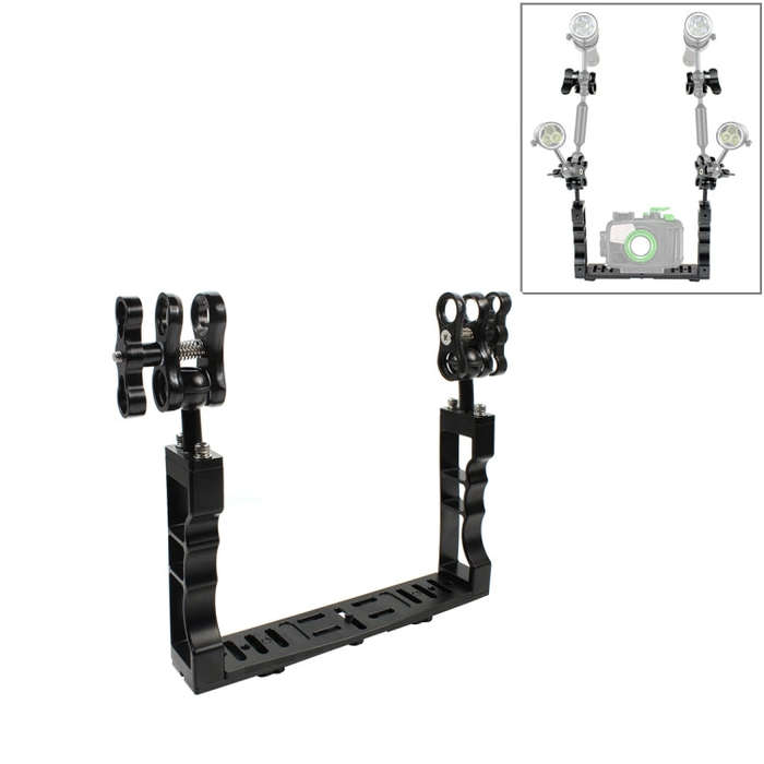 PULUZ Dual Handle Aluminium Tray Stabilizer with Dual Ball Aluminum Alloy Clamp for Underwater Ca...