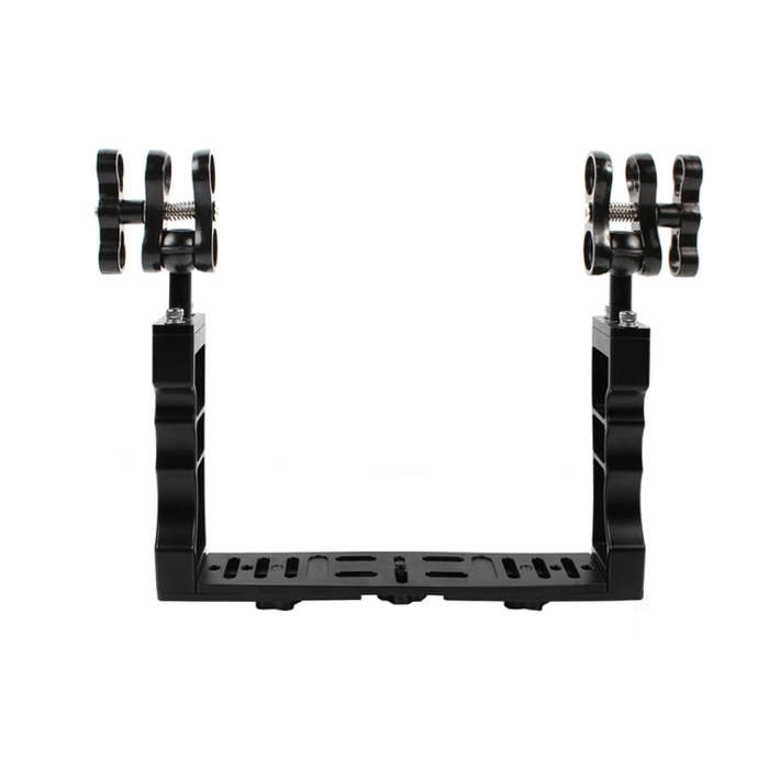PULUZ Dual Handle Aluminium Tray Stabilizer with Dual Ball Aluminum Alloy Clamp for Underwater Ca...