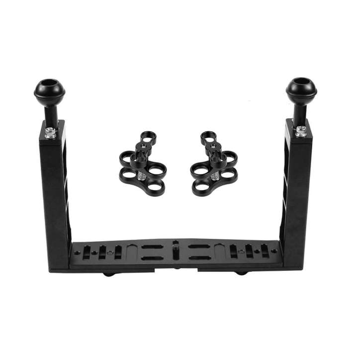 PULUZ Dual Handle Aluminium Tray Stabilizer with Dual Ball Aluminum Alloy Clamp for Underwater Ca...