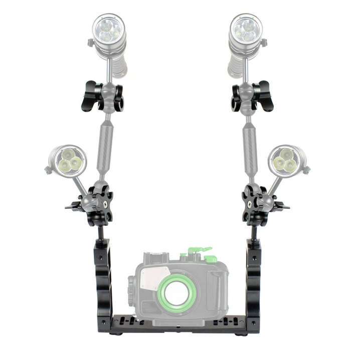 PULUZ Dual Handle Aluminium Tray Stabilizer with Dual Ball Aluminum Alloy Clamp for Underwater Ca...