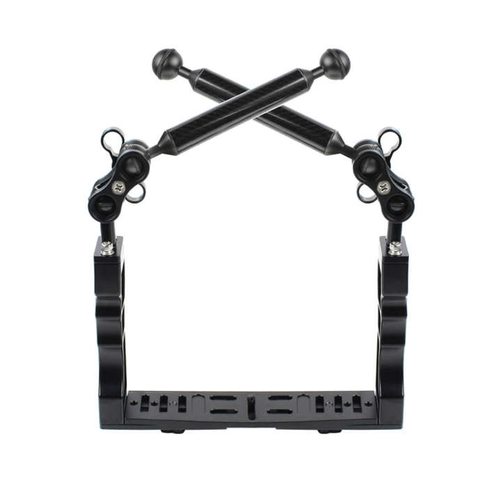 PULUZ Dual Handle Aluminium Tray Stabilizer with 2 x Dual Ball Aluminum Alloy Clamp & 2 x 7 inch ...