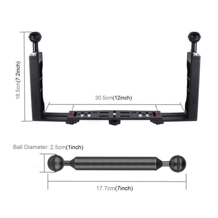 PULUZ Dual Handle Aluminium Tray Stabilizer with 4 x Dual Ball Aluminum Alloy Clamp & 2 x 7 inch ...