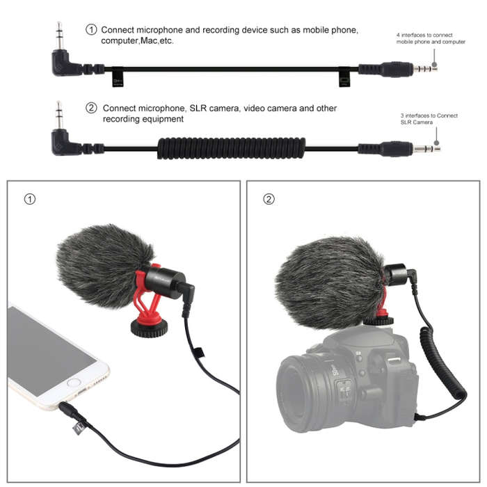 PULUZ Professional Interview Condenser Video Shotgun Microphone with 3.5mm Audio Cable for DSLR &...
