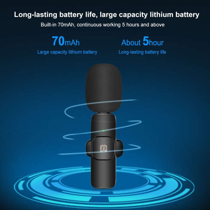 PULUZ Wireless Lavalier Noise Reduction Reverb Microphone for 8-Pin Device, Support Phone Chargin...