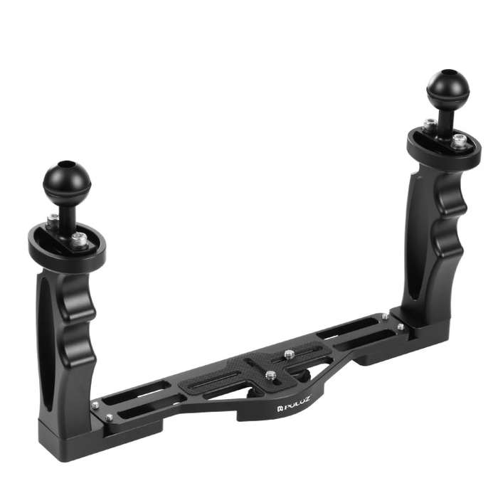 PULUZ Dual Handles Aluminium Alloy Tray Stabilizer for Underwater Camera Housings(Black)