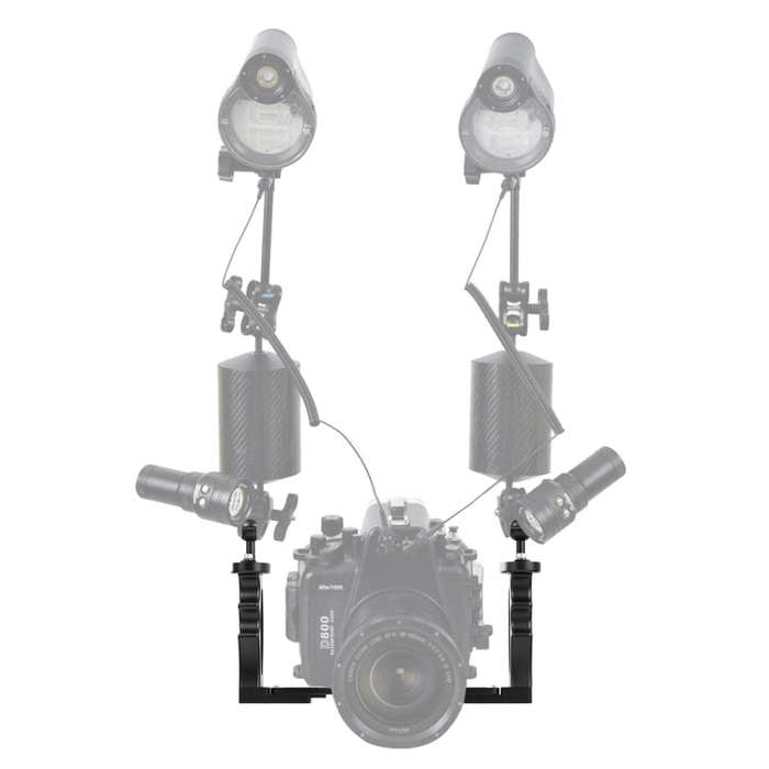 PULUZ Dual Handles Aluminium Alloy Tray Stabilizer for Underwater Camera Housings(Black)