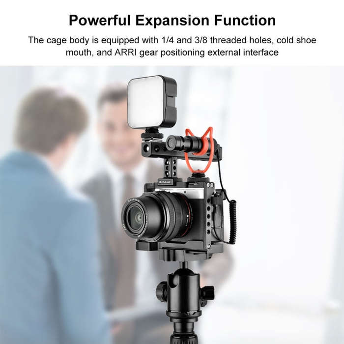 PULUZ Video Camera Cage Filmmaking Rig with Handle for Sony Alpha 7C / ILCE-7C / A7C(Black)
