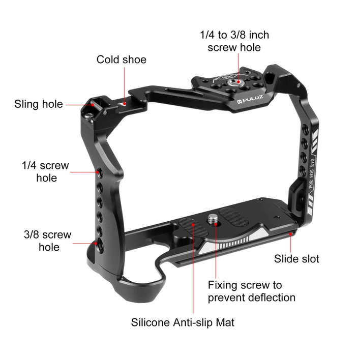 For Canon EOS R10 PULUZ Metal Camera Cage Stabilizer Rig (Black)