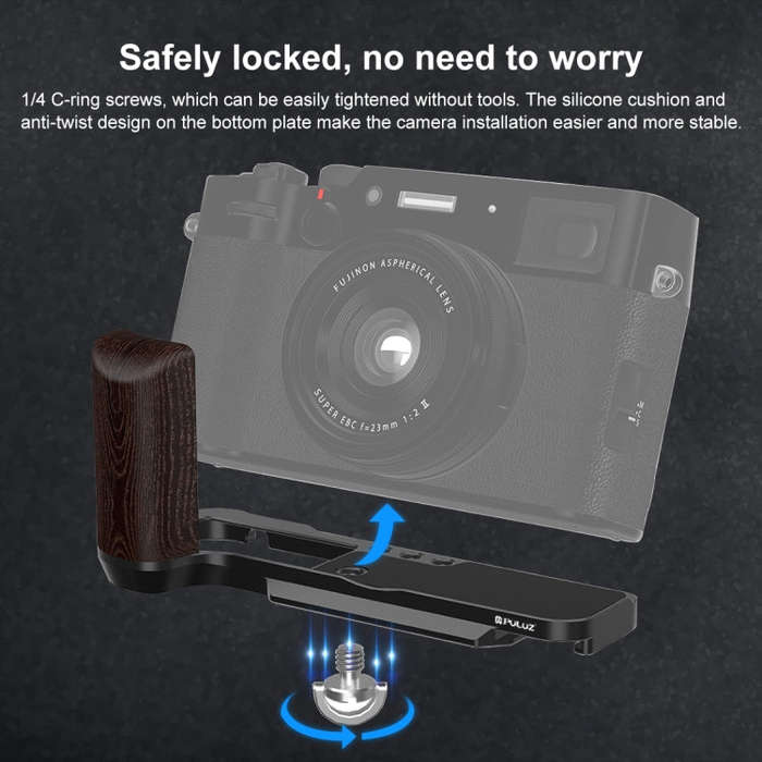 For Fujifilm X100VI PULUZ 1/4 inch Vertical Shoot Quick Release L Plate Bracket Base Holder (Black)