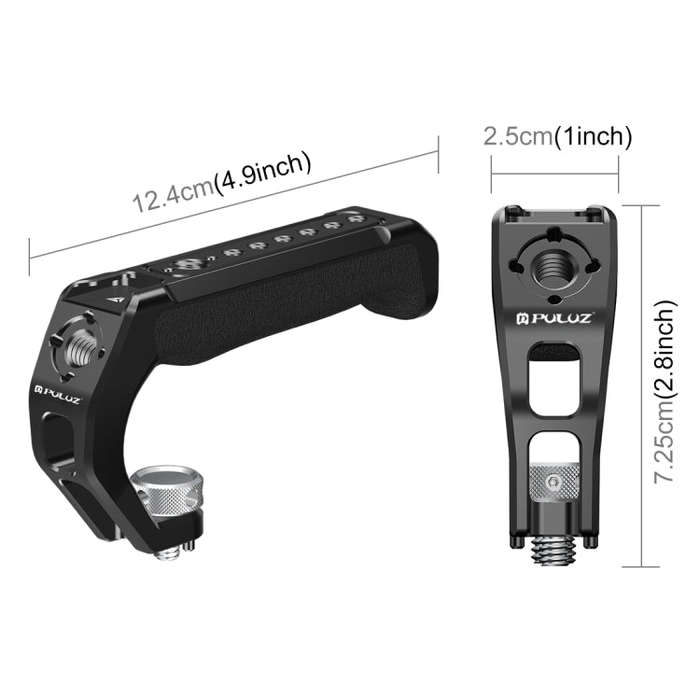 PULUZ Arri Metal Silicone Top Handle with Cold Shoe Mount for Mirrorless Camera Cage Stabilizer (...