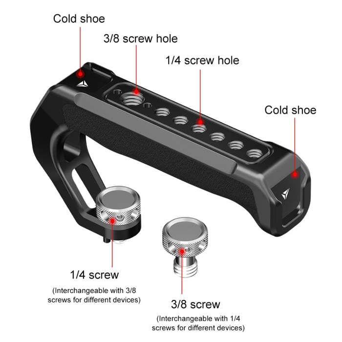 PULUZ Arri Metal Silicone Top Handle with Cold Shoe Mount for Mirrorless Camera Cage Stabilizer (...