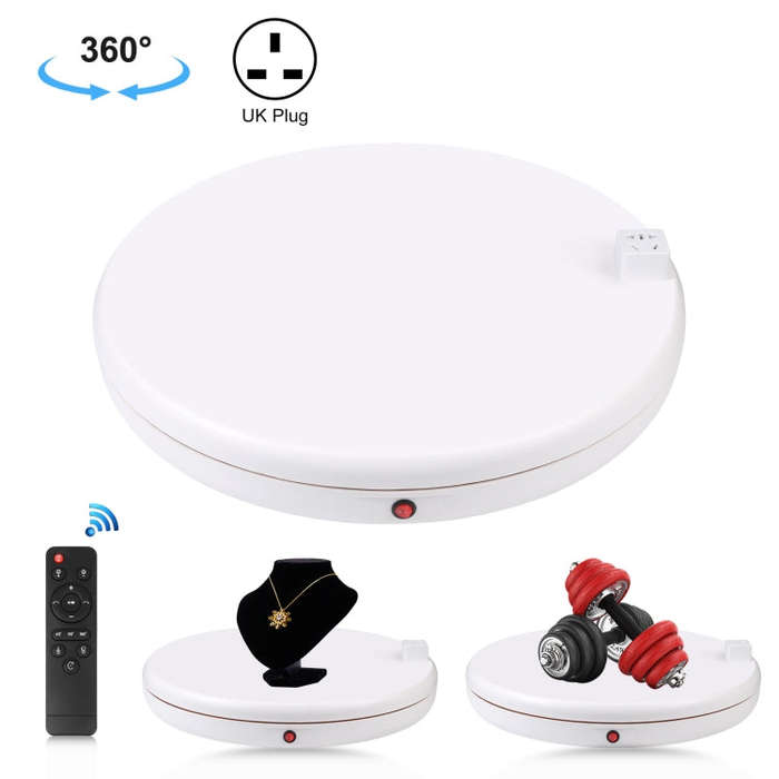 PULUZ 45cm Remote Control Adjusting Speed Rotating Turntable Display Stand with Power Socket, Whi...