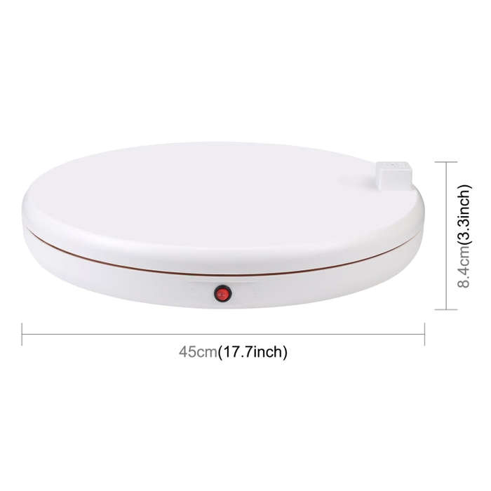 PULUZ 45cm Remote Control Adjusting Speed Rotating Turntable Display Stand with Power Socket, Whi...