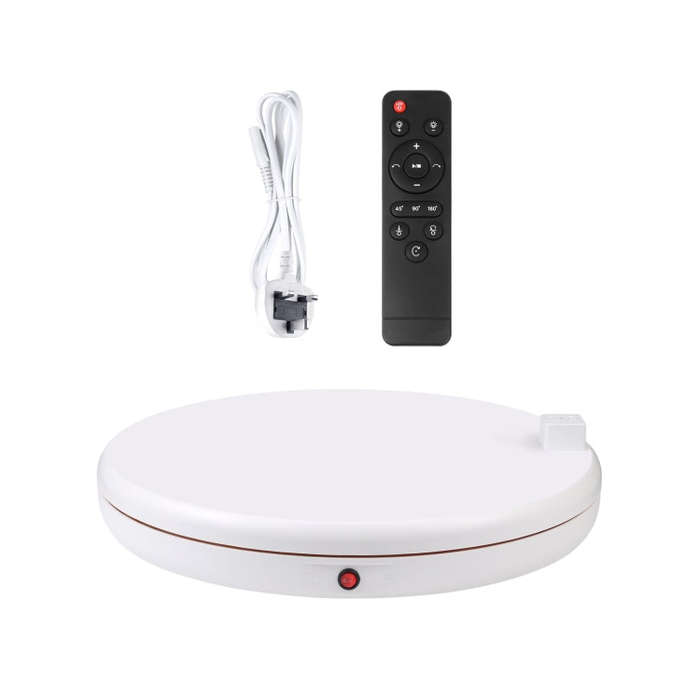 PULUZ 45cm Remote Control Adjusting Speed Rotating Turntable Display Stand with Power Socket, Whi...