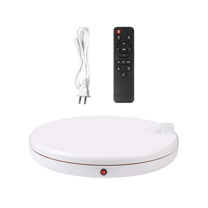 PULUZ 45cm Remote Control Adjusting Speed Rotating Turntable Display Stand with Power Socket, Whi...