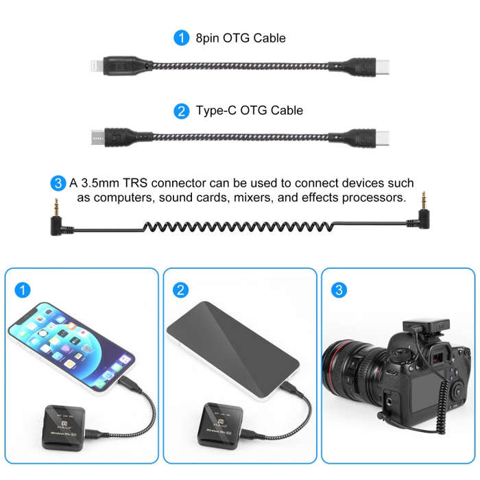 PULUZ 1 TX + 1 RX Wireless Lavalier Microphone (Black)