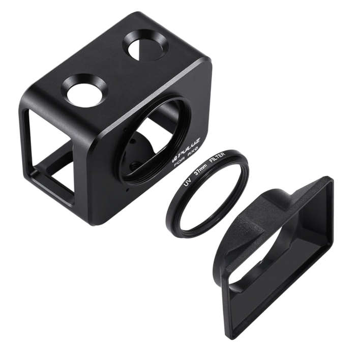 PULUZ for Sony RX0 Aluminum Alloy Protective Cage + 37mm UV Filter Lens + Lens Sunshade with Scre...