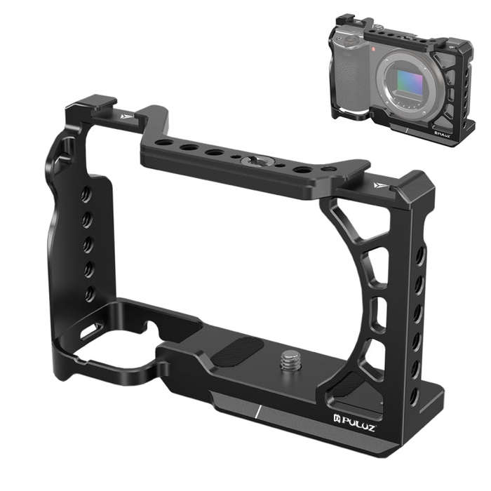 For Sony A6500 / A6400 / A6300 / A6000 PULUZ Metal Camera Cage Expansion Mount Stabilizer Rig (Bl...