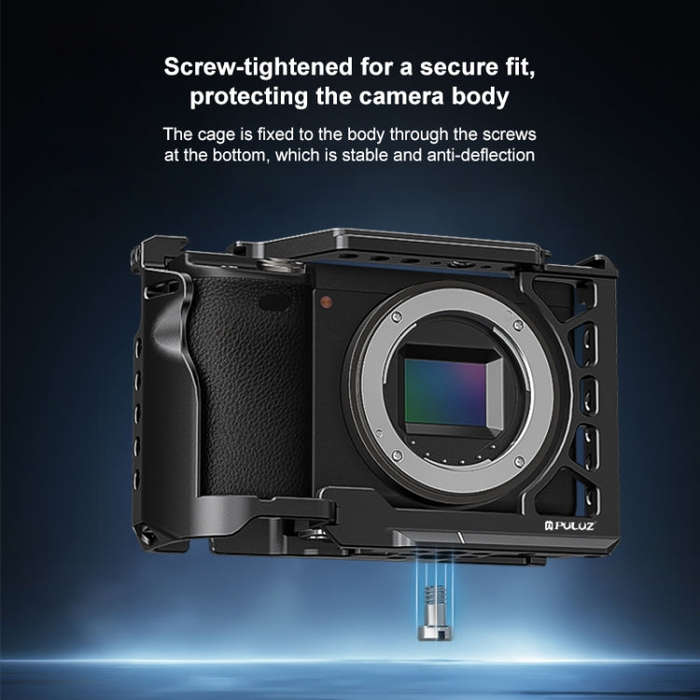 For Sony A6500 / A6400 / A6300 / A6000 PULUZ Metal Camera Cage Expansion Mount Stabilizer Rig (Bl...
