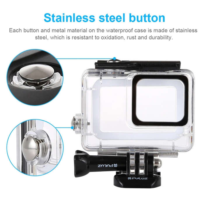 PULUZ 45m Underwater Waterproof Housing Diving Case for GoPro HERO7 Silver / HERO7 White, with Bu...