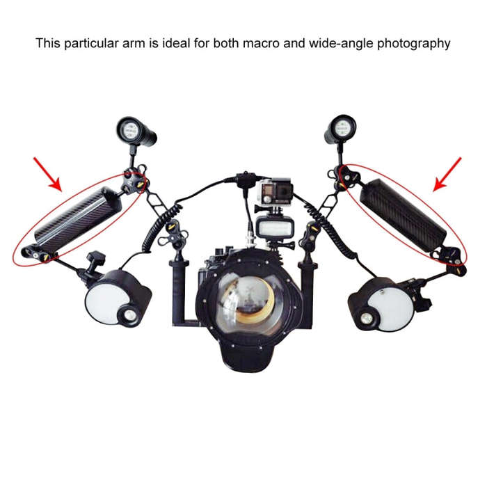 PULUZ 14.56 inch 37cm Length 40mm Diameter Dual Balls Carbon Fiber Floating Arm, Ball Diameter: 2...