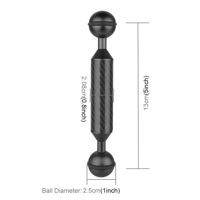 PULUZ 5 inch 13cm Length 20.8mm Diameter Dual Balls Carbon Fiber Floating Arm, Ball Diameter: 25m...