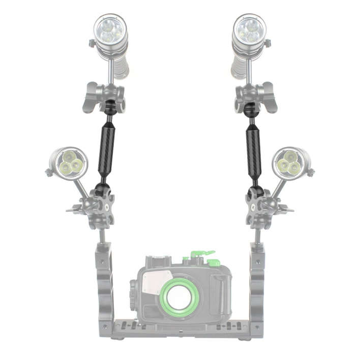 PULUZ 5 inch 13cm Length 20.8mm Diameter Dual Balls Carbon Fiber Floating Arm, Ball Diameter: 25m...