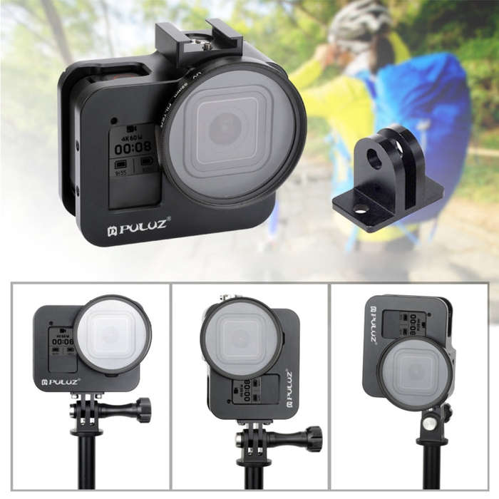 PULUZ Housing Shell CNC Aluminum Alloy Protective Cage with Insurance Frame & 52mm UV Lens for Go...