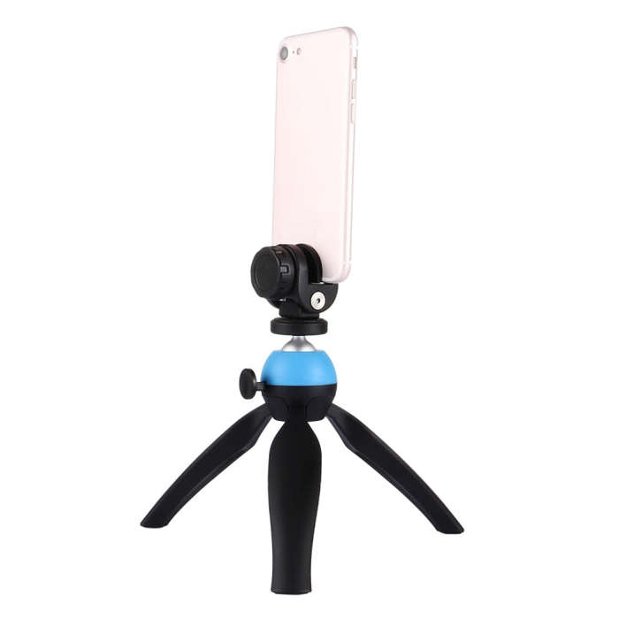 PULUZ Pocket Mini Tripod Mount with 360 Degree Ball Head & Phone Clamp for Smartphones(Blue)