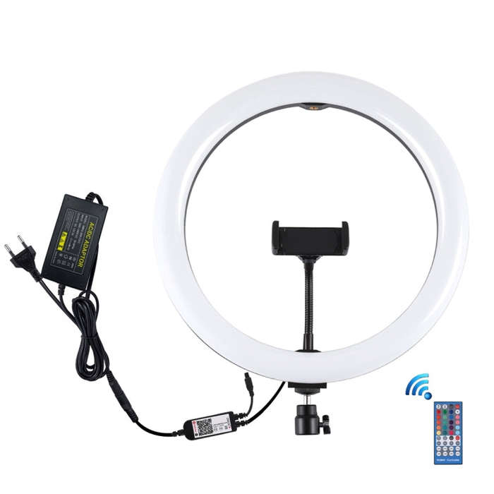 PULUZ 11.8 inch 30cm RGB Dimmable LED Ring Vlogging Selfie Photography Video Lights with Cold Sho...