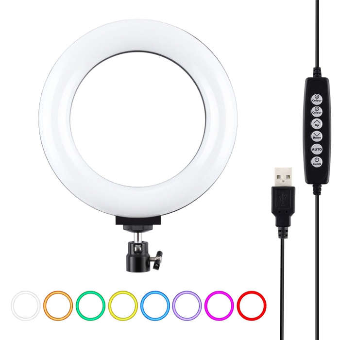 PULUZ 6.2 inch 16cm USB 10 Modes 8 Colors RGBW Dimmable LED Ring Vlogging Photography Video Light...