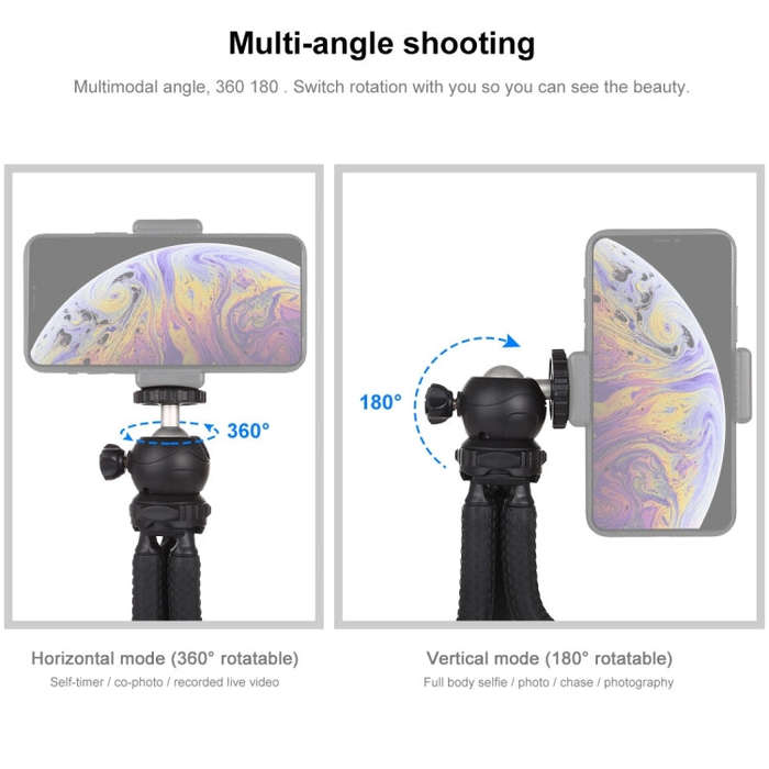 PULUZ Mini Octopus Flexible Tripod Holder with Ball Head for SLR Cameras, GoPro, Cellphone, Size:...